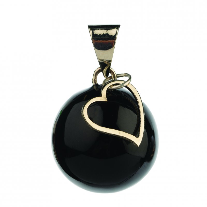 Produkt - Těhotenská rolnička ESSENTIALS Black with heart charm