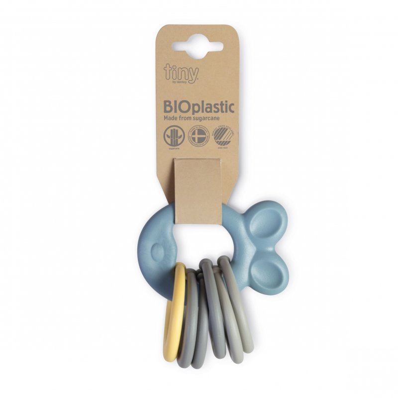 Produkt - Tiny Bio plastové kroužky s kousátkem Blue 0m+