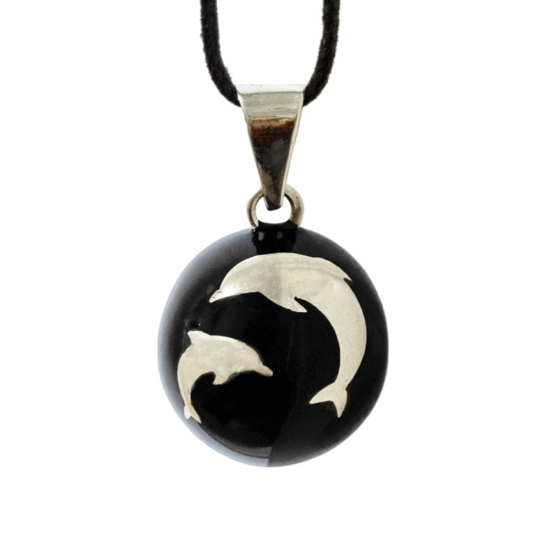 Produkt - Těhotenská rolnička ESSENTIALS Black with Silver Dolphins